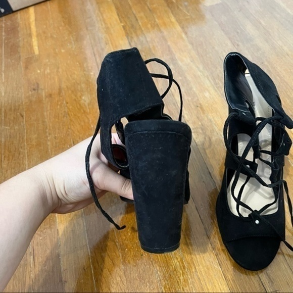 🩷 just fab black lace up chunky heels - Picture 6 of 12